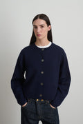 Classic Cardigan Marine Washed Cashmere