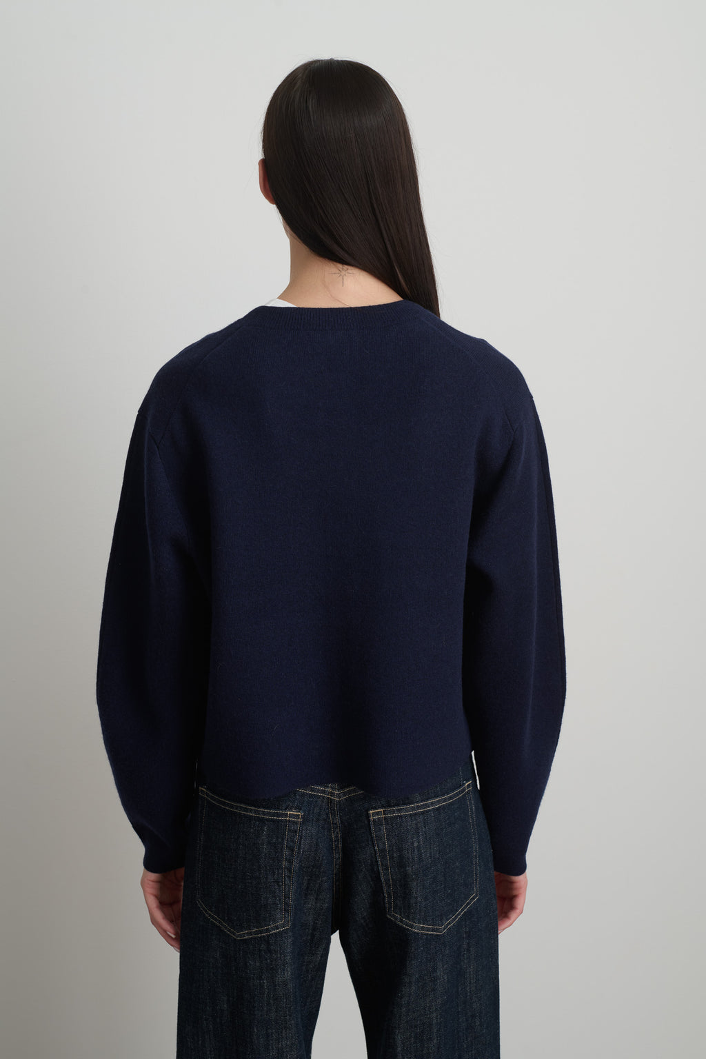 Classic Cardigan Marine Washed Cashmere