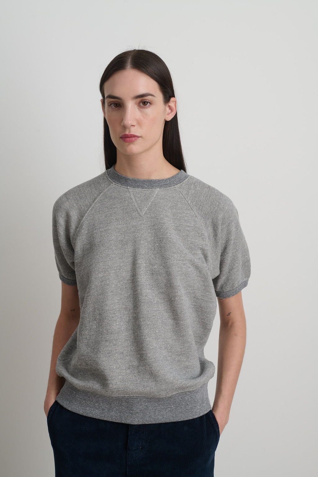 Short Sleeve Sweatshirt Heather Grey