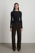 Charlot Split Hem Espresso Suede