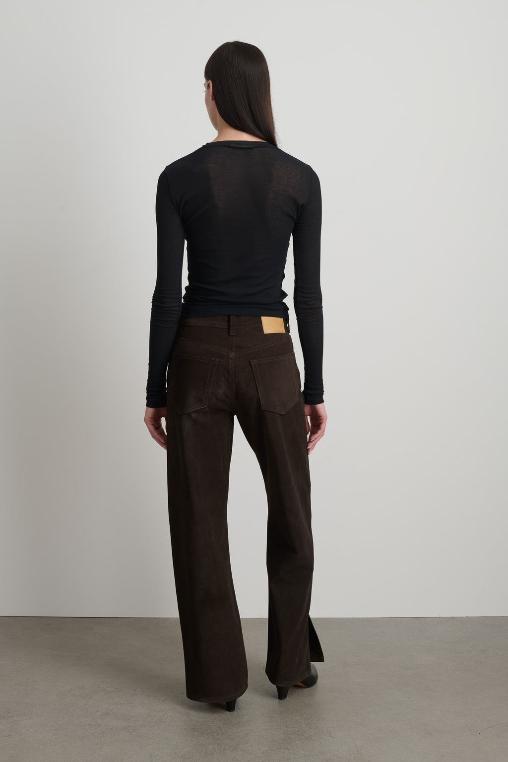 Charlot Split Hem Espresso Suede