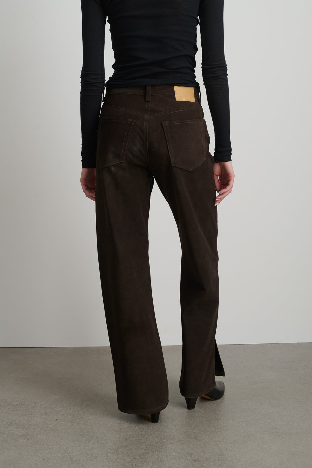 Charlot Split Hem Espresso Suede