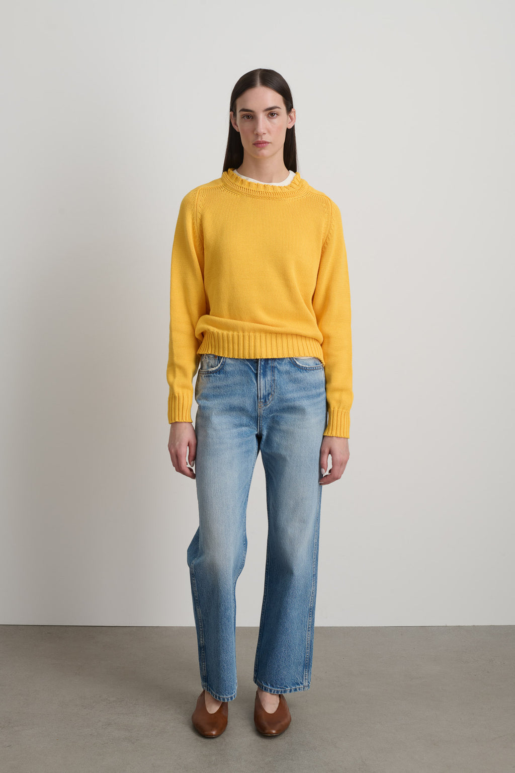 Basket Weave Crewneck Mango