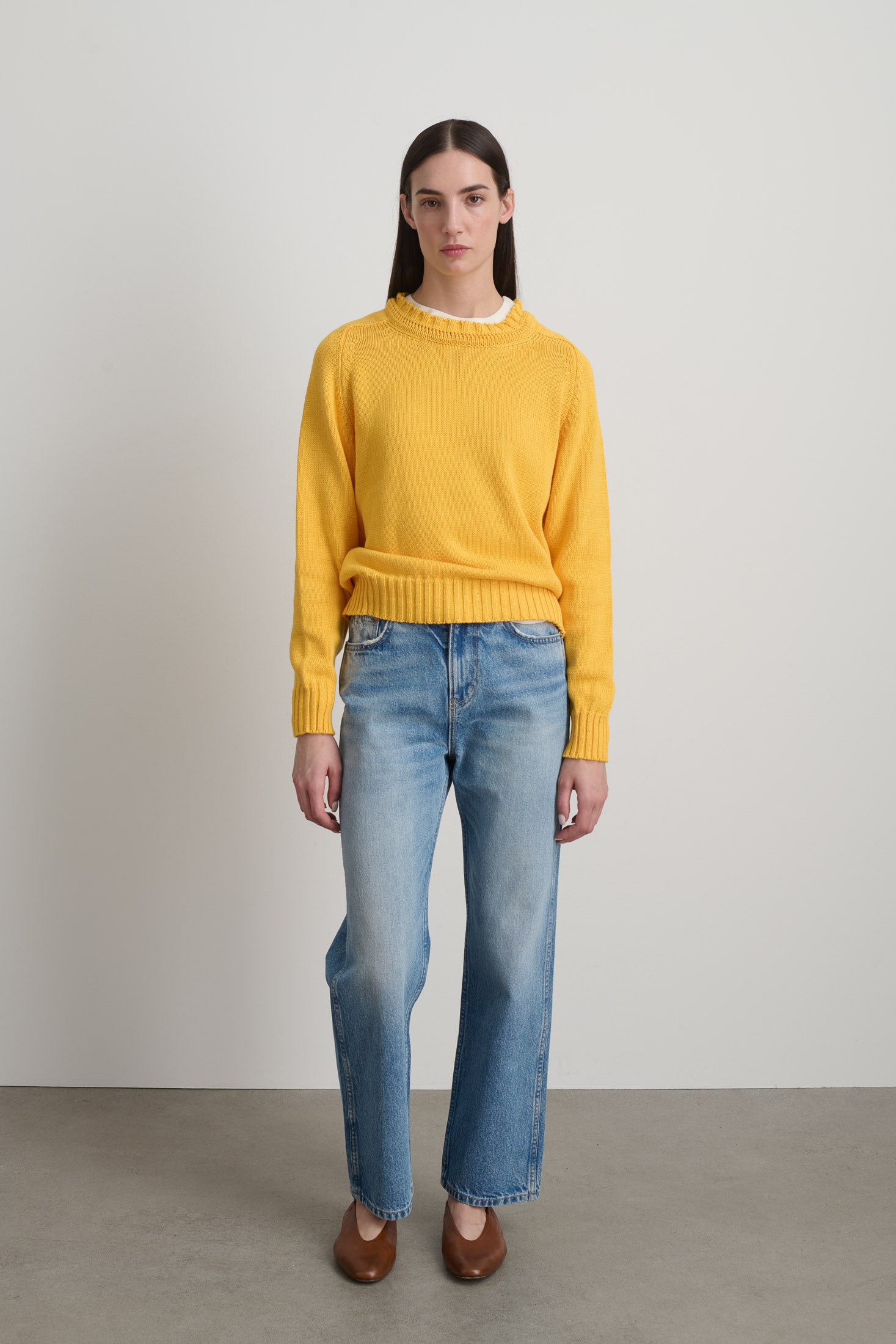 Basket Weave Crewneck Mango