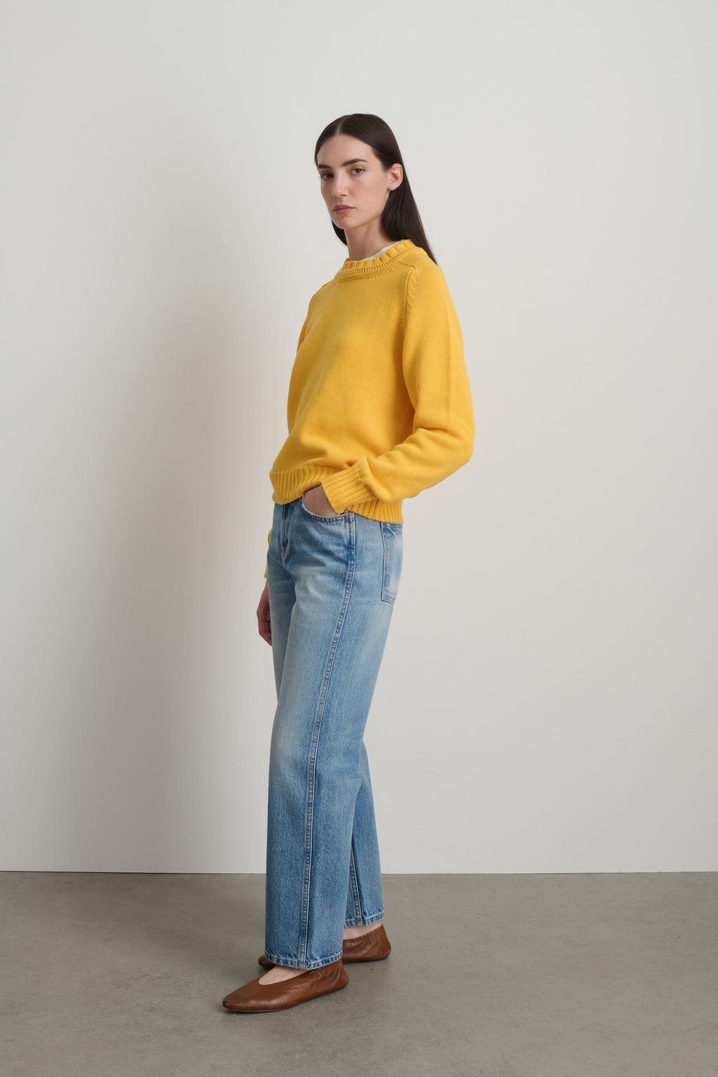 Basket Weave Crewneck Mango