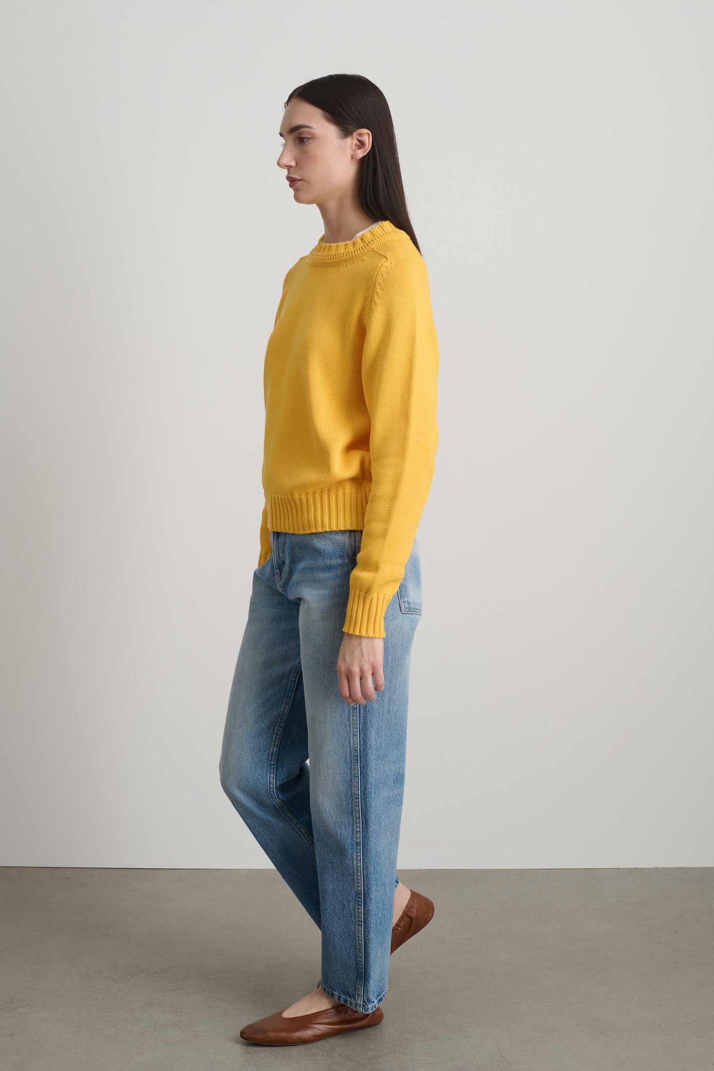 Basket Weave Crewneck Mango