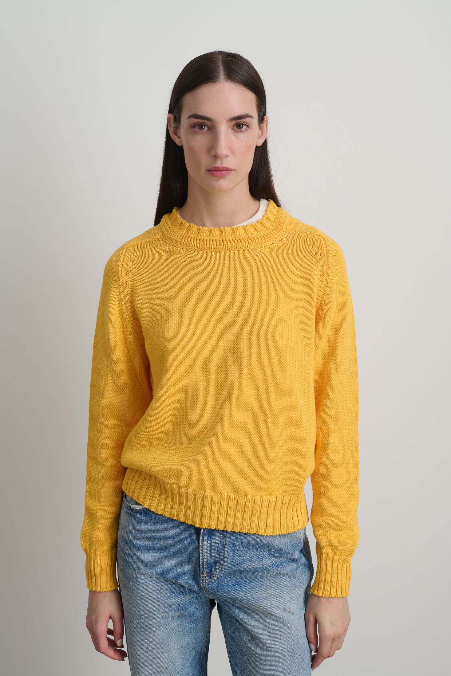 Basket Weave Crewneck Mango