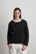 Raw Cable Knit Melange Charcoal Donegal