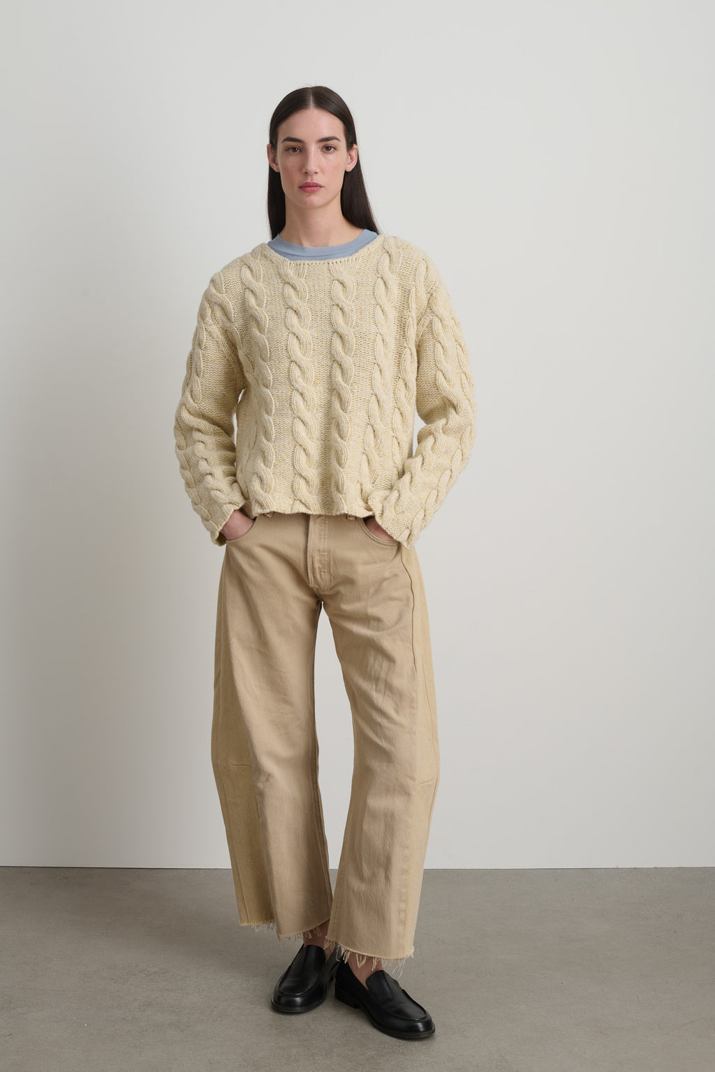 Raw Cable Knit Ivory Donegal