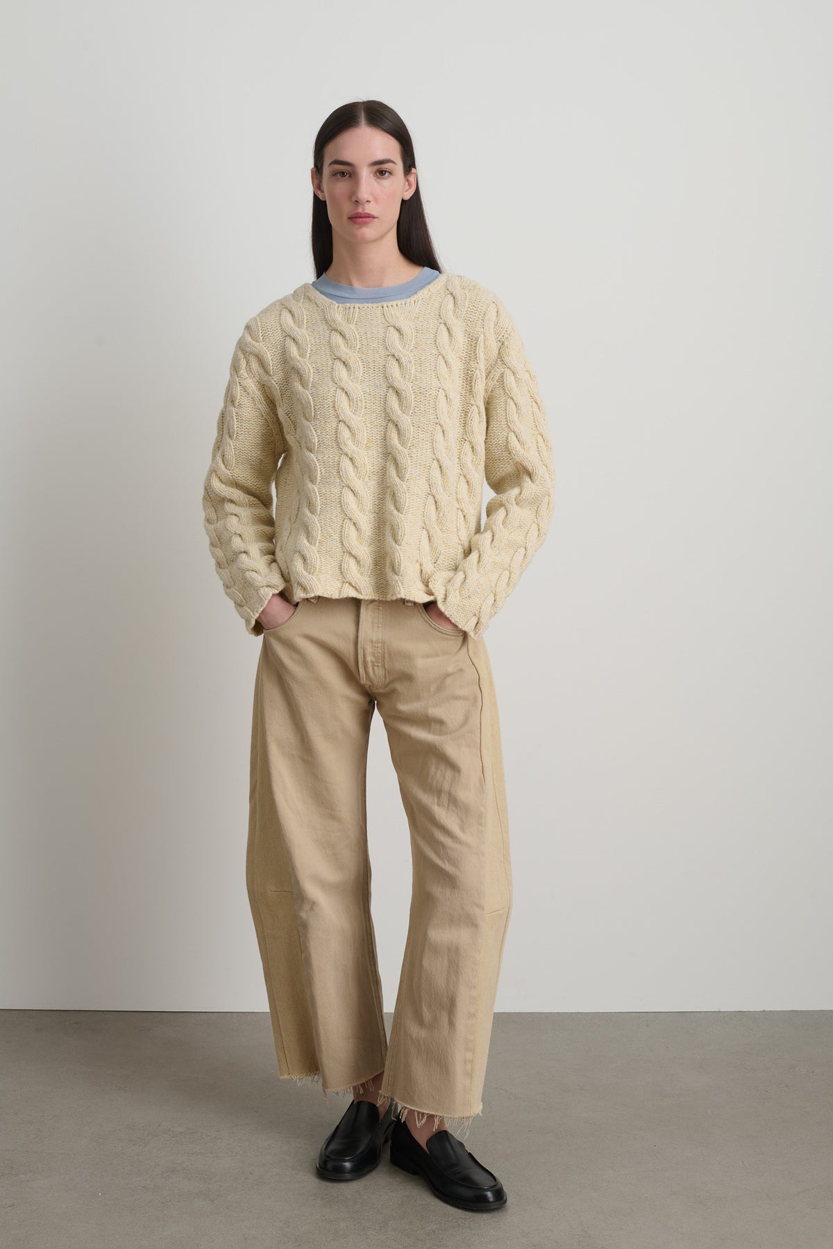 Raw Cable Knit Ivory Donegal