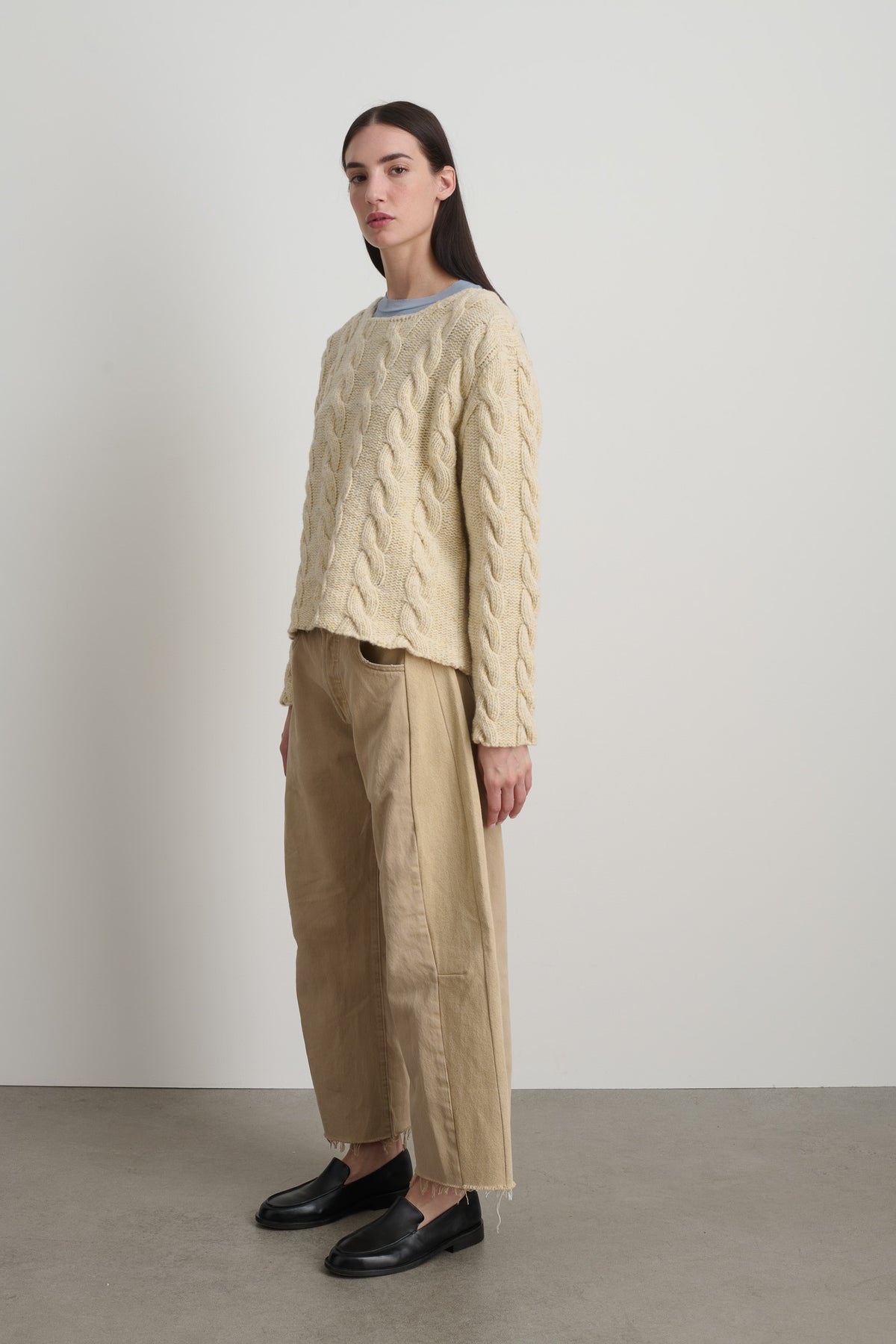 Raw Cable Knit Ivory Donegal