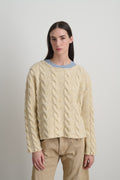 Raw Cable Knit Ivory Donegal