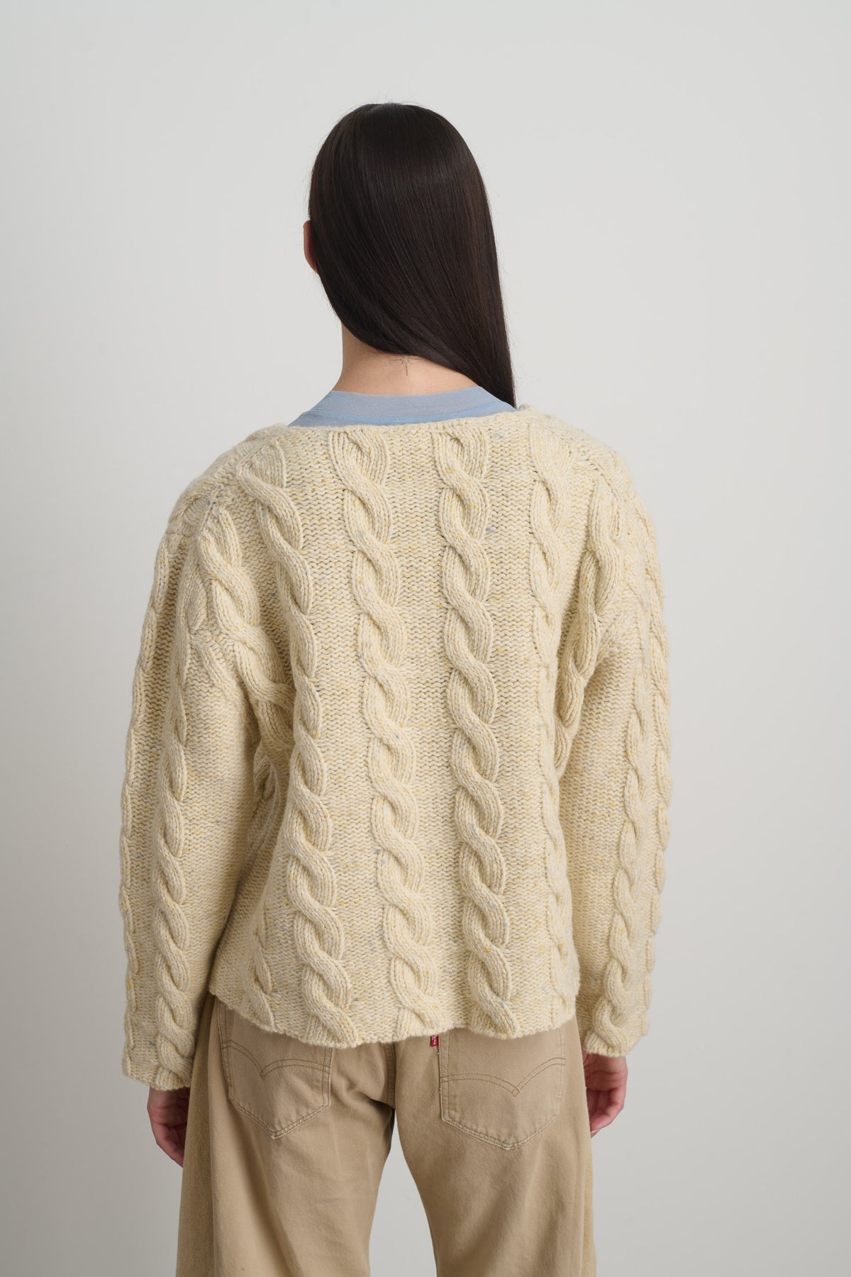 Raw Cable Knit Ivory Donegal