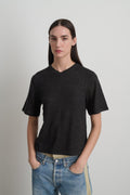 Short Sleeve V Neck Charcoal