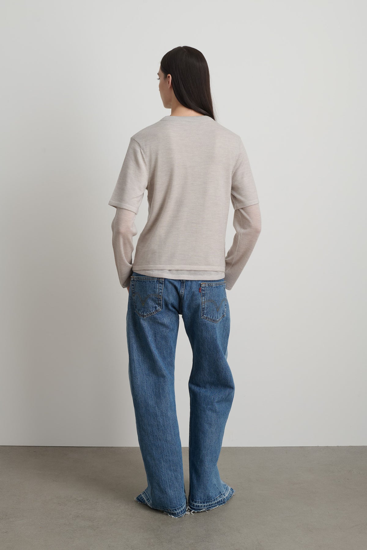 Short Sleeve V Neck Dove Grey