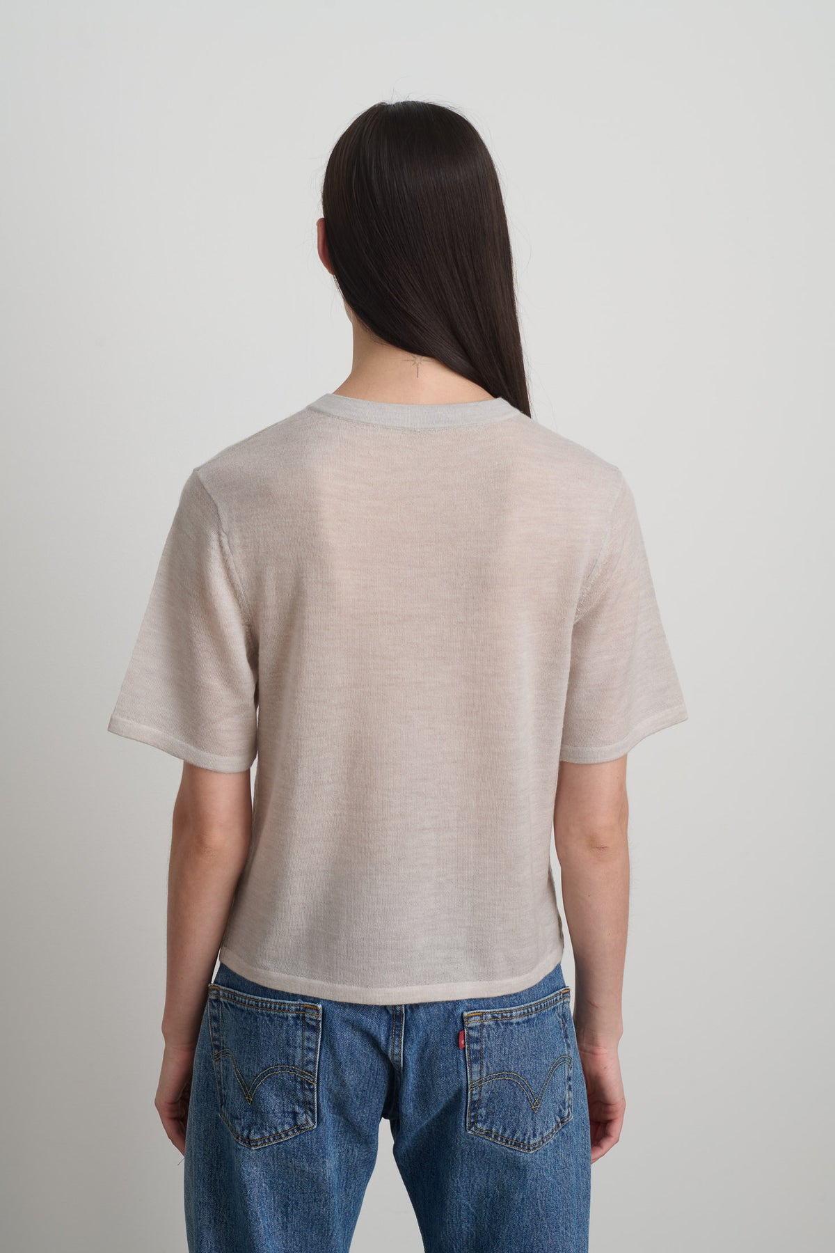 Short Sleeve V Neck Dove Grey