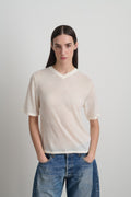 Short Sleeve V Neck Oyster