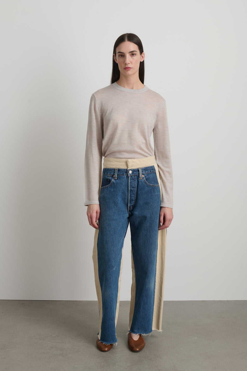 Double Waistband Rework Vintage Indigo / Tan