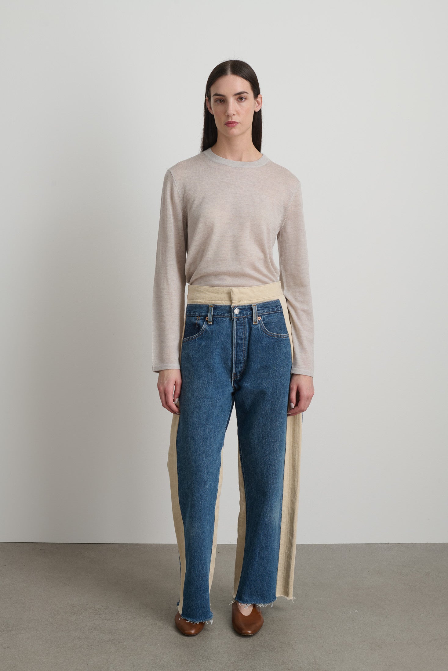 Double Waistband Rework Vintage Indigo / Tan