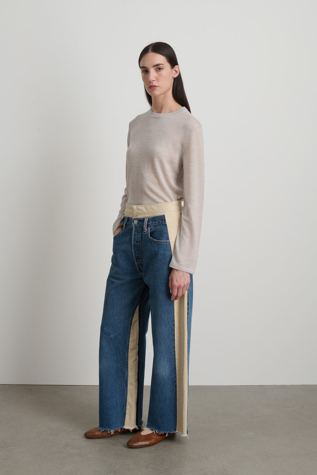 Double Waistband Rework Vintage Indigo / Tan