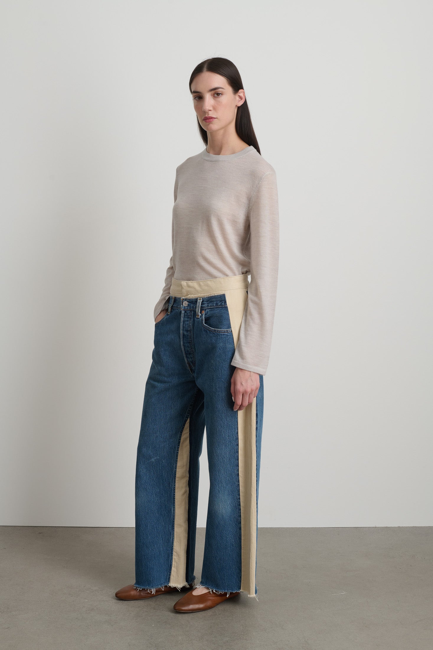 Double Waistband Rework Vintage Indigo / Tan