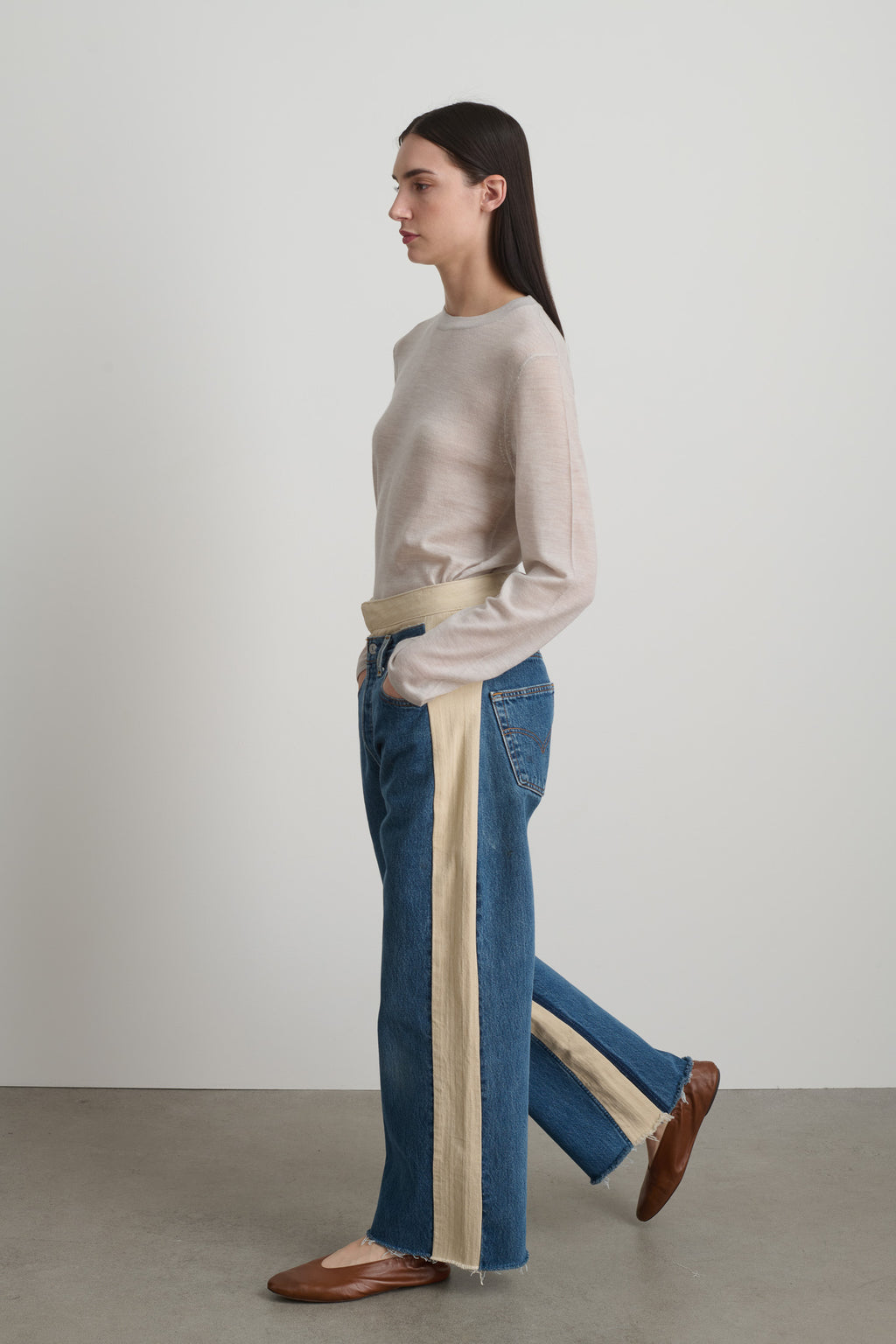 Double Waistband Rework Vintage Indigo / Tan