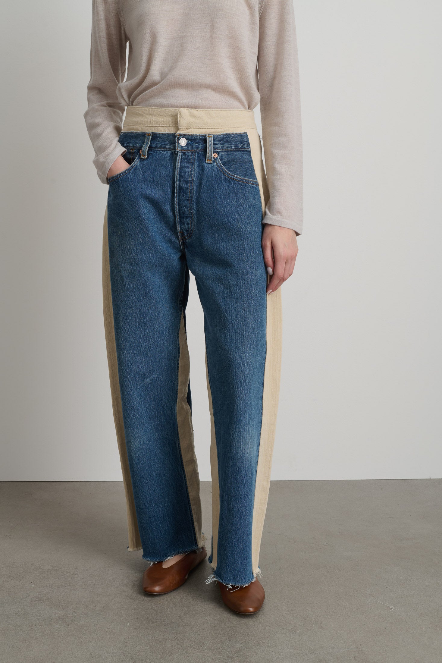 Double Waistband Rework Vintage Indigo / Tan