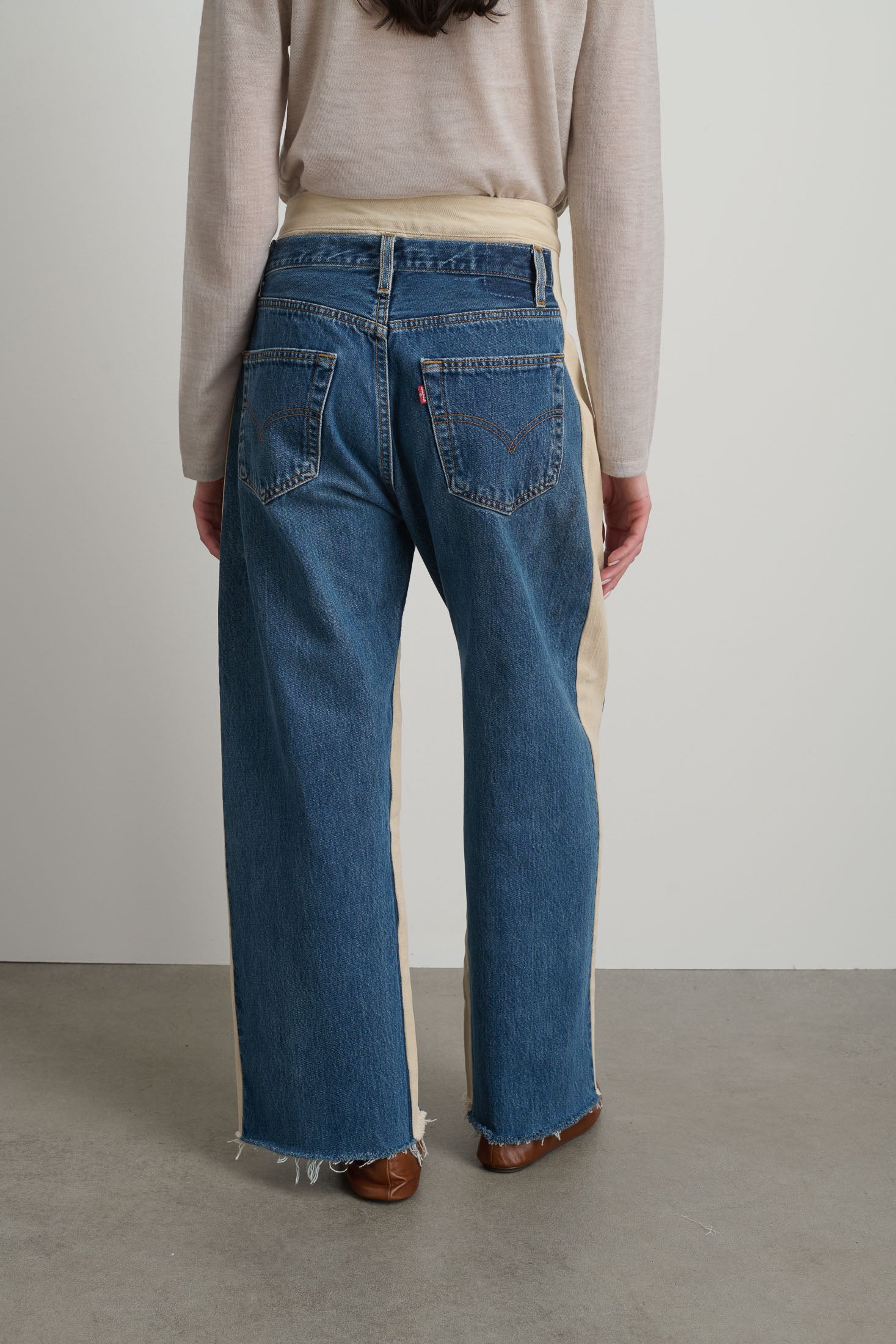 Double Waistband Rework Vintage Indigo / Tan
