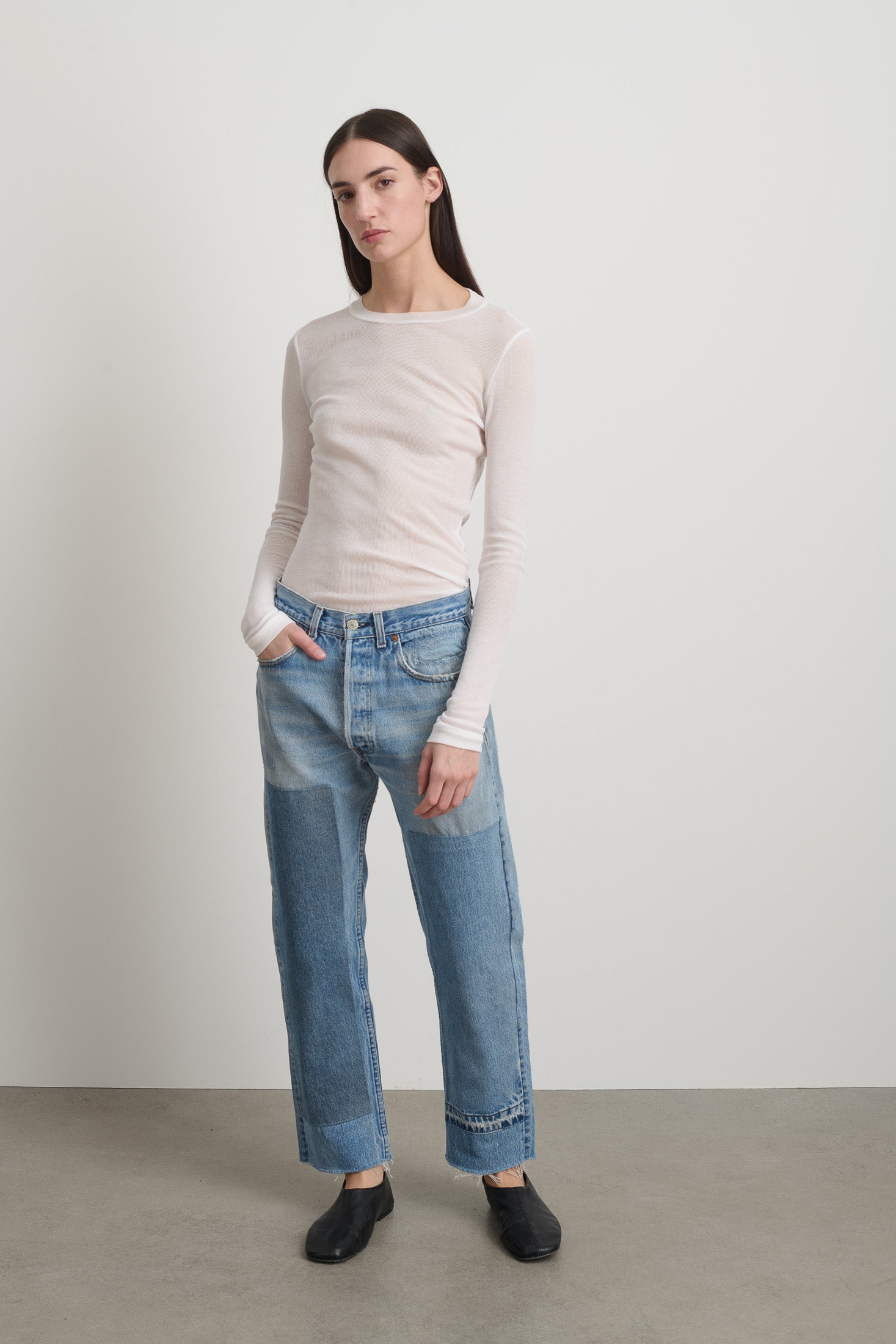 Patchwork Jean No. 2 Slouch Crop - Women | B Sides Jeans