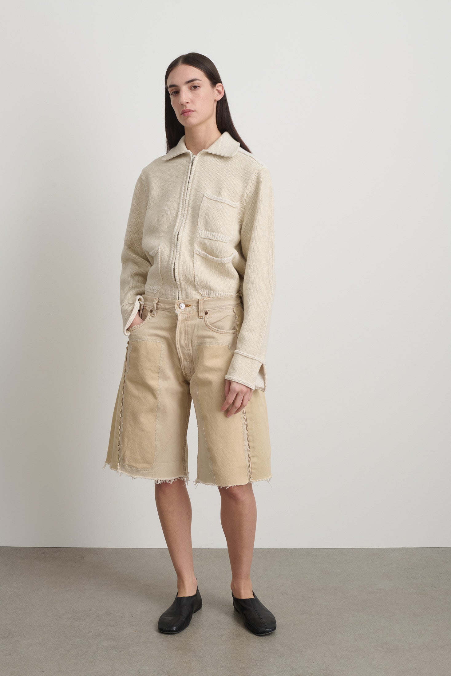 Vintage Lasso Jean Short Vintage Khaki Hand Tatted Lace