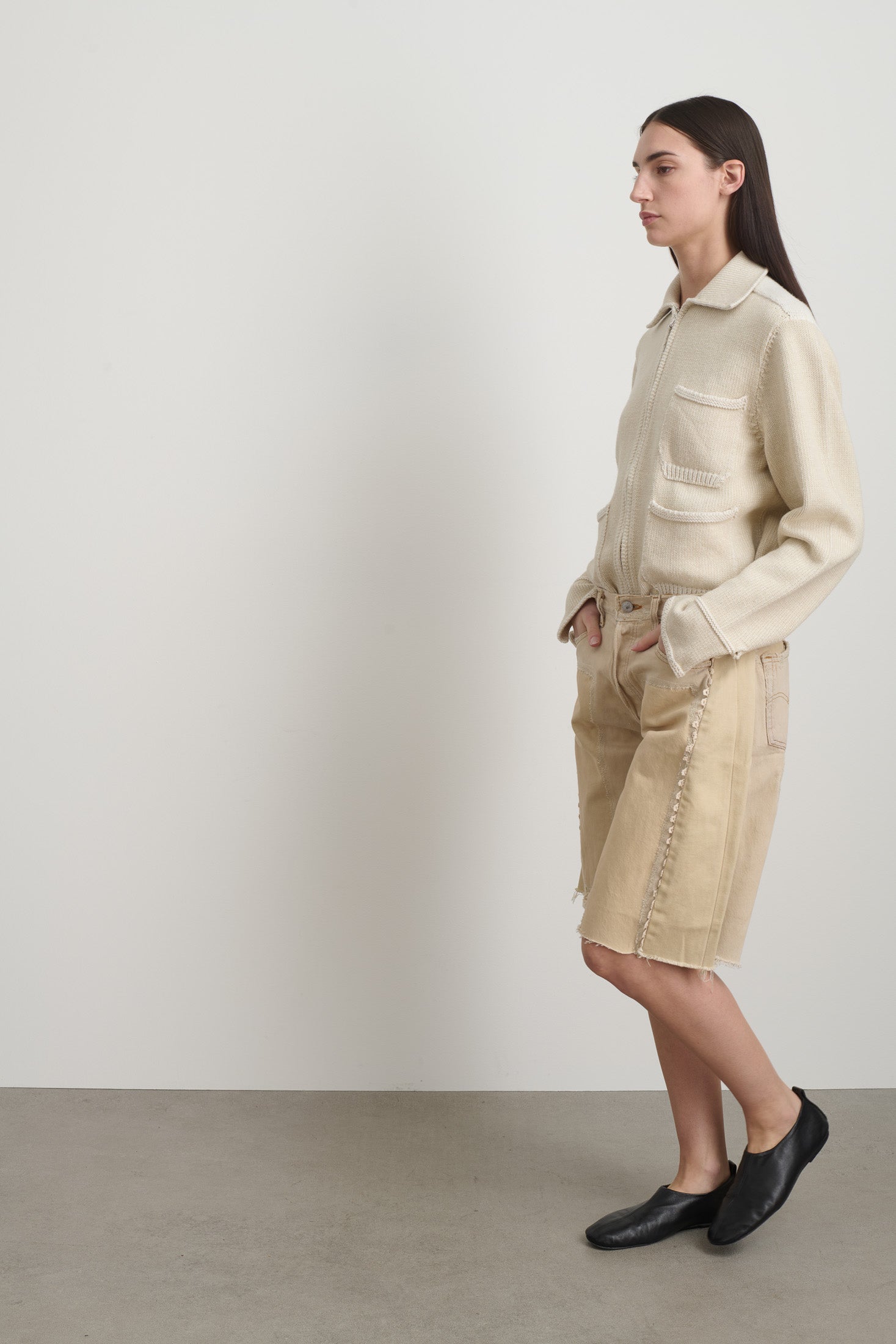 Vintage Lasso Jean Short Vintage Khaki Hand Tatted Lace