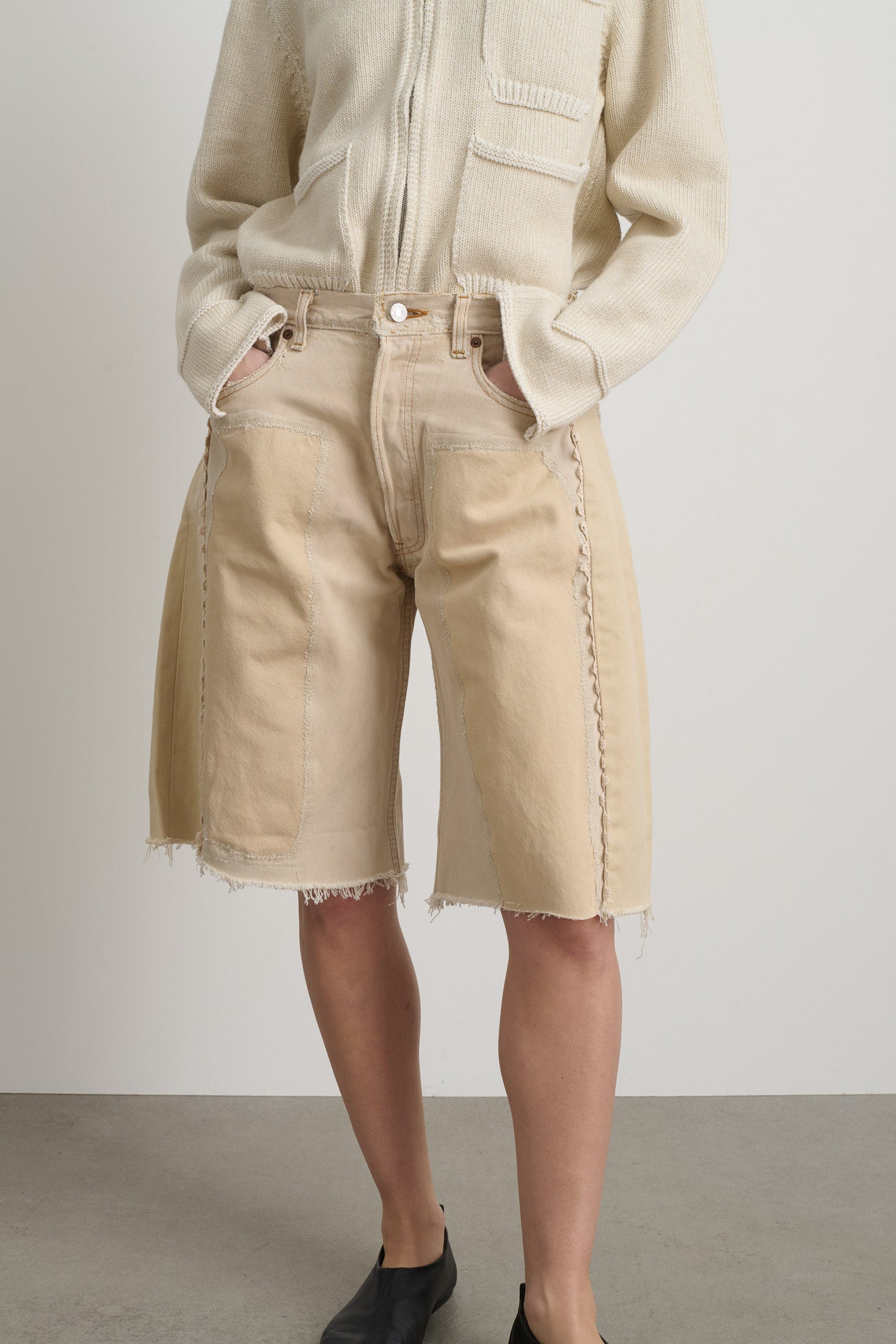 Vintage Lasso Jean Short Vintage Khaki Hand Tatted Lace