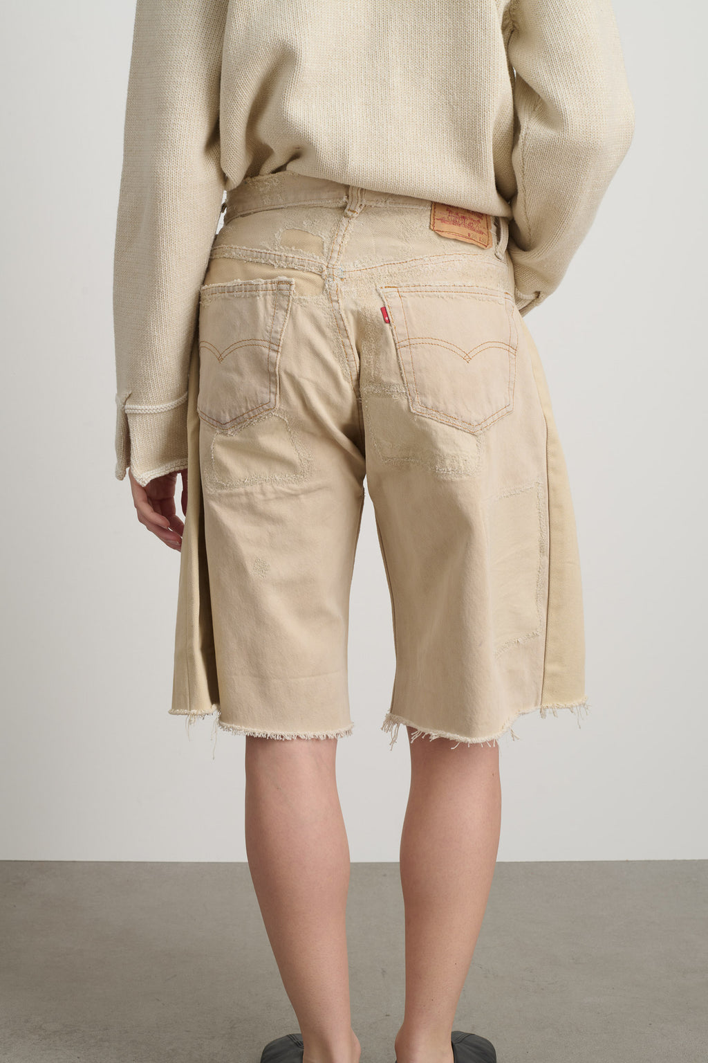 Vintage Lasso Jean Short Vintage Khaki Hand Tatted Lace