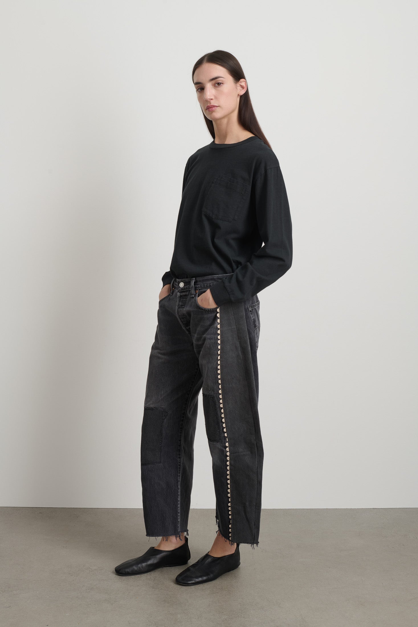 Vintage Lasso Jean Classic Faded Black Hand Tatted Lace