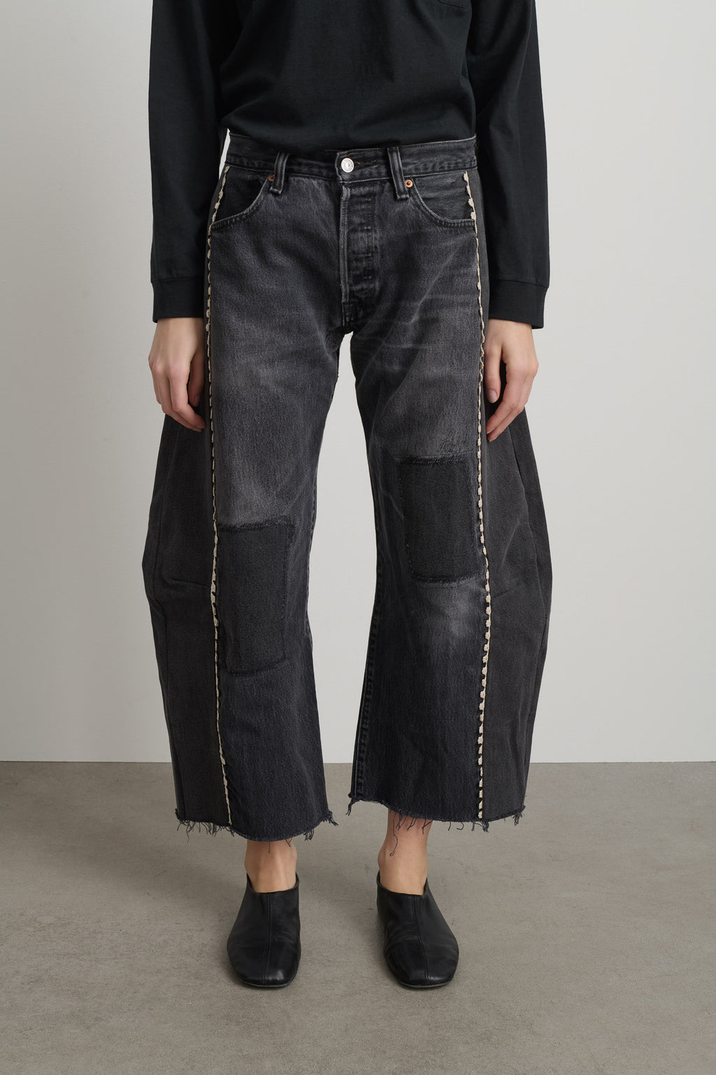 Vintage Lasso Jean Classic Faded Black Hand Tatted Lace