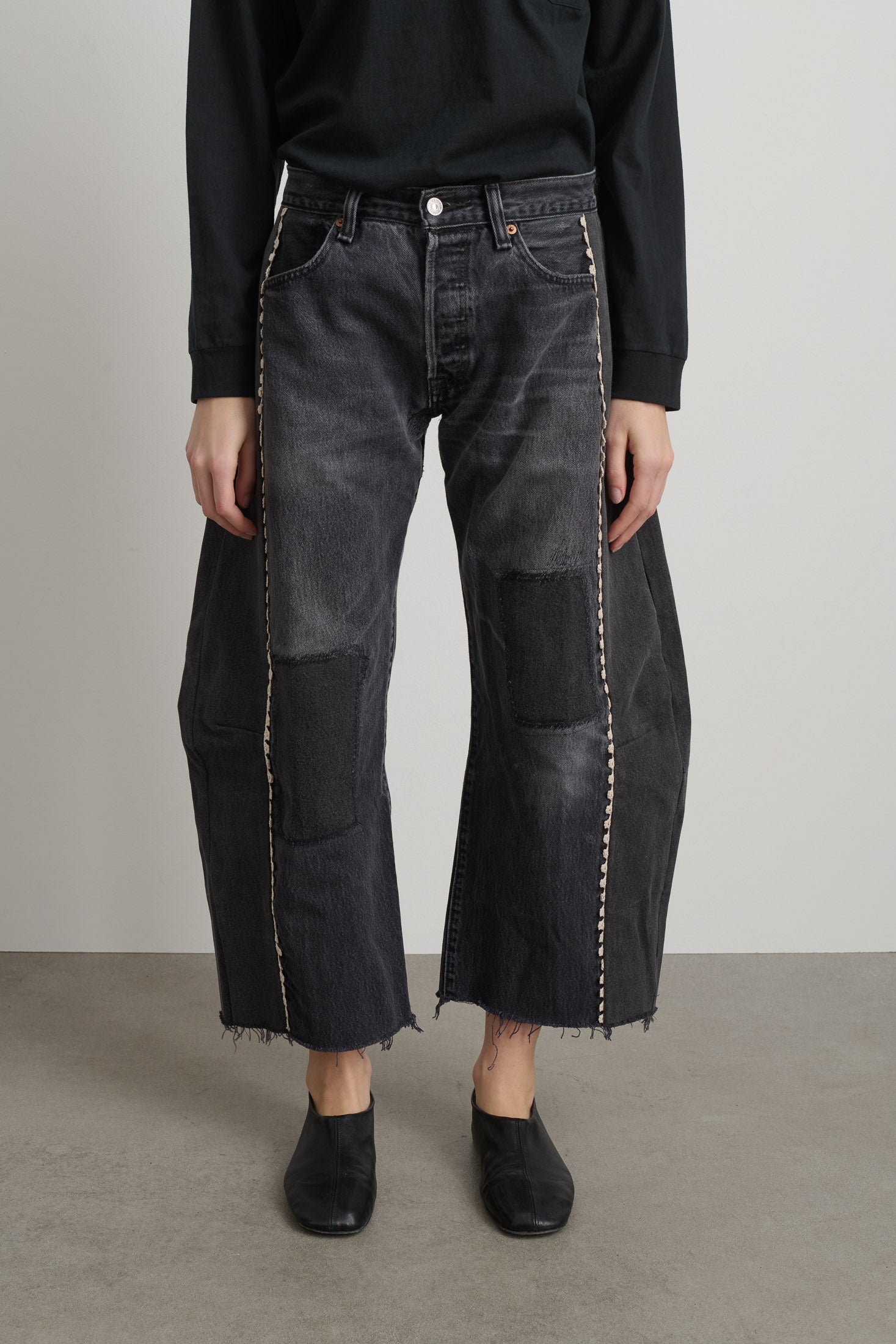 Vintage Lasso Jean Classic Faded Black Hand Tatted Lace