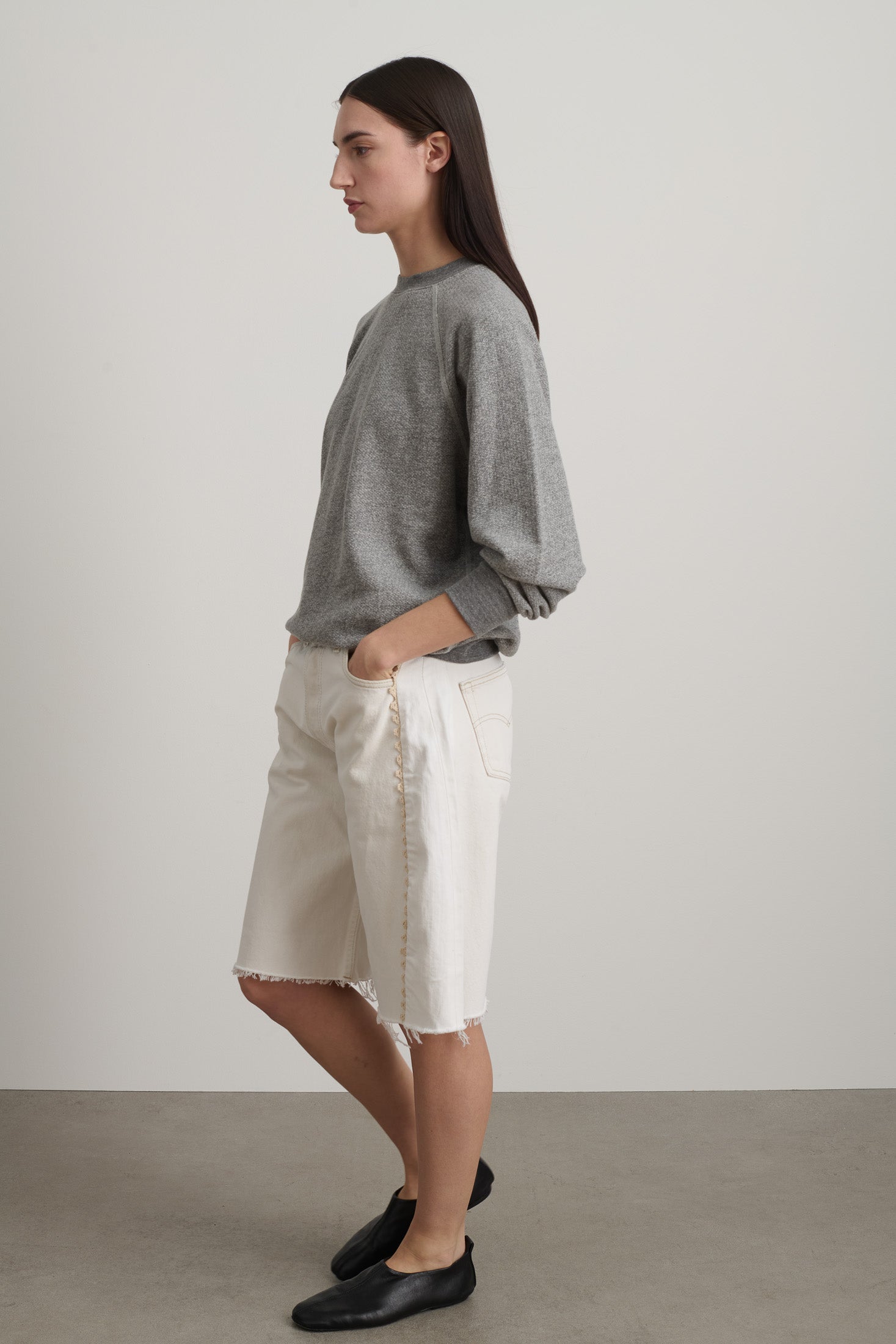 Vintage Lasso Jean Short Vintage White Hand Tatted Lace