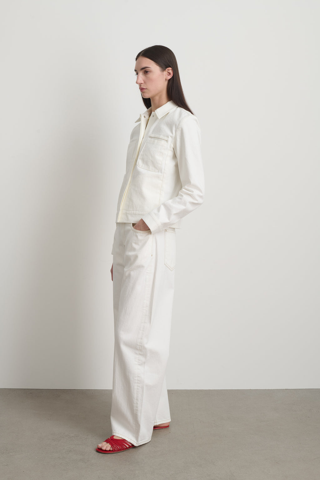 Denim Shirt Jacket Chalk White