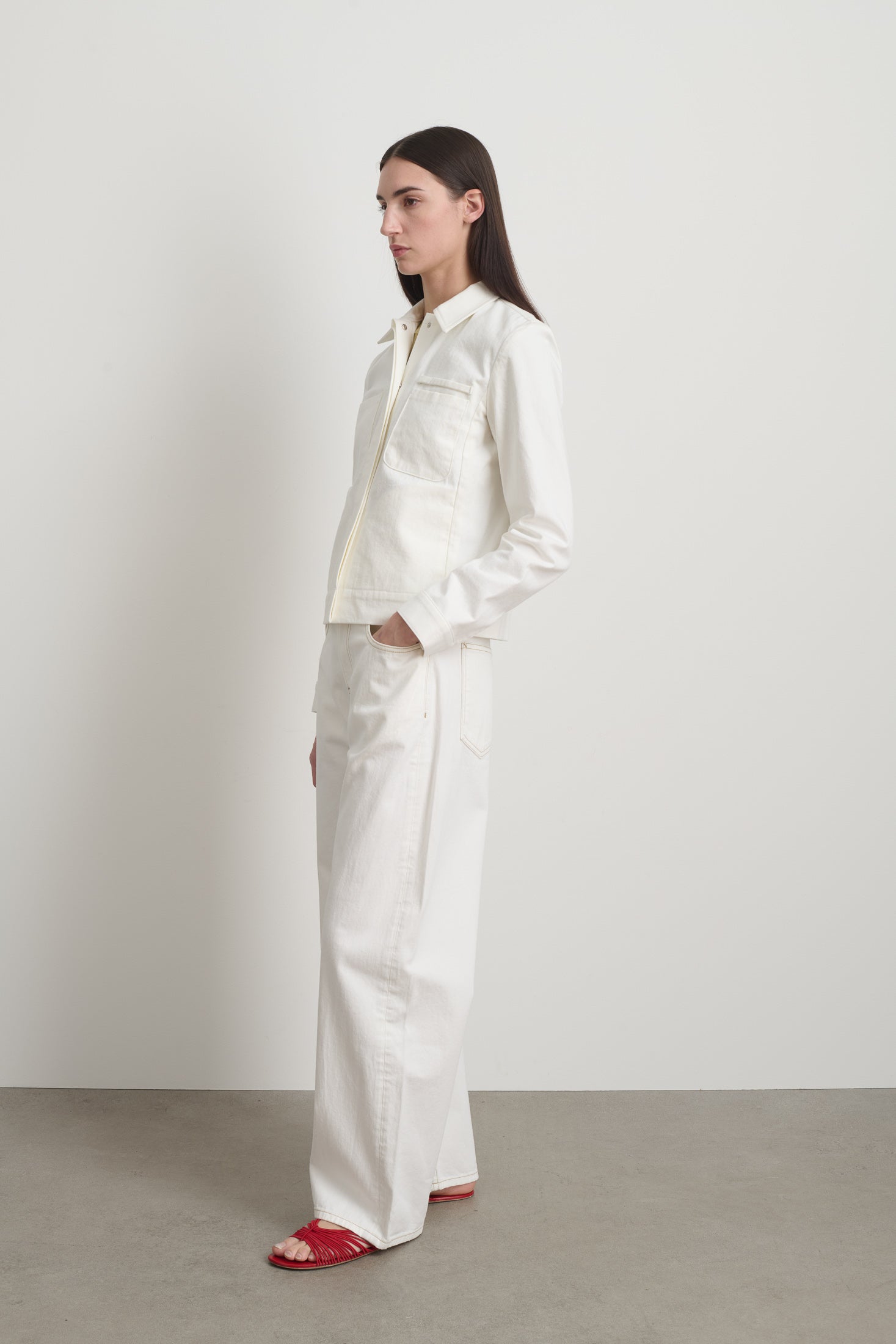 Denim Shirt Jacket Chalk White