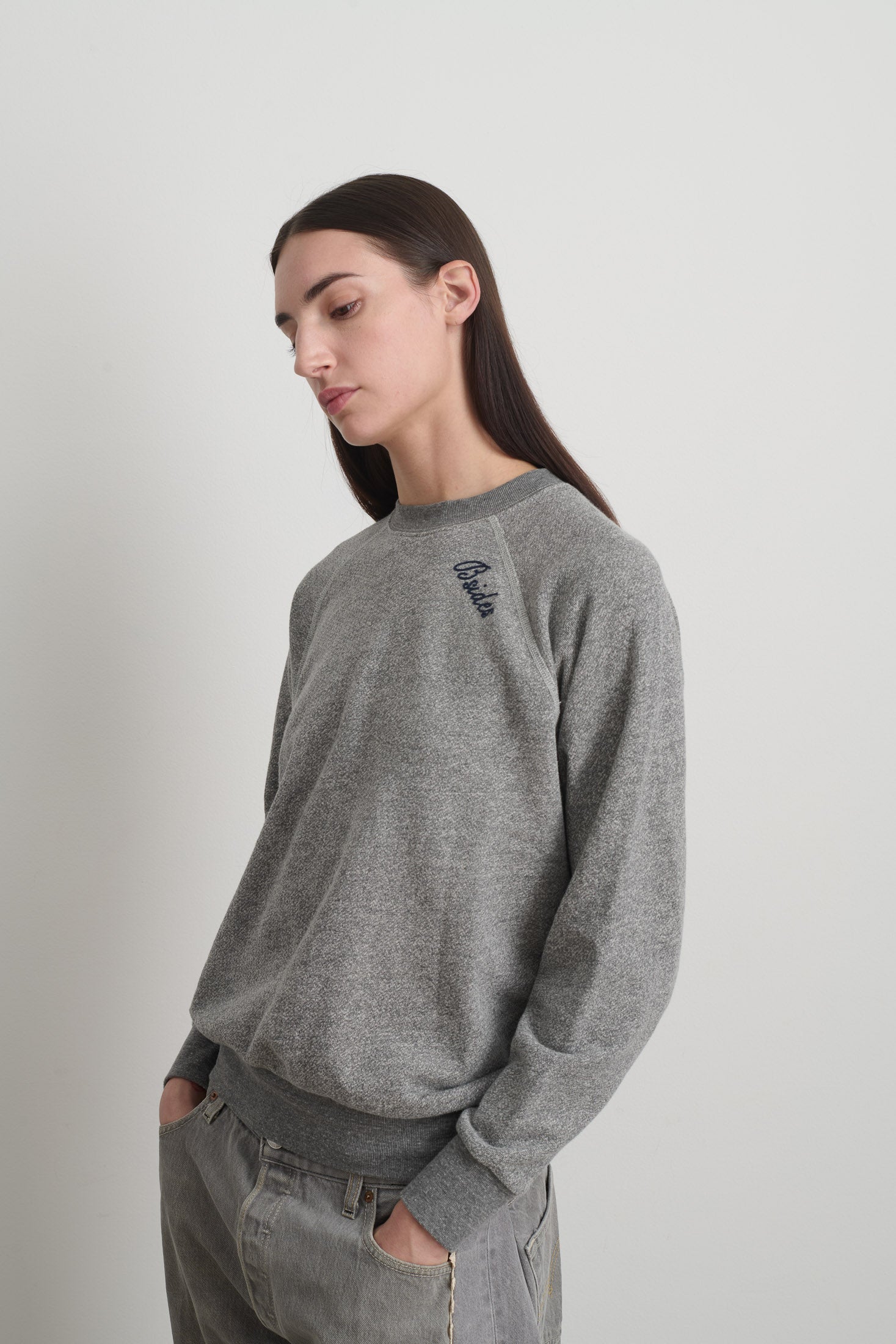 B Sides Sweatshirt Grey Heather Embroidered