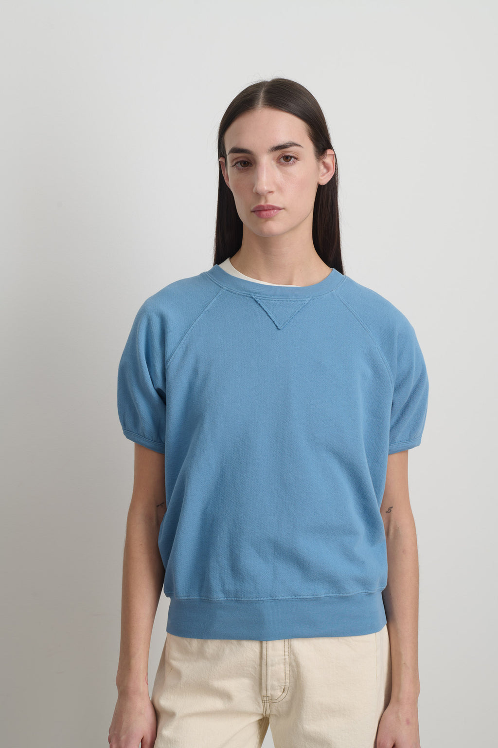 Short Sleeve Sweatshirt Delft Blue Overdye