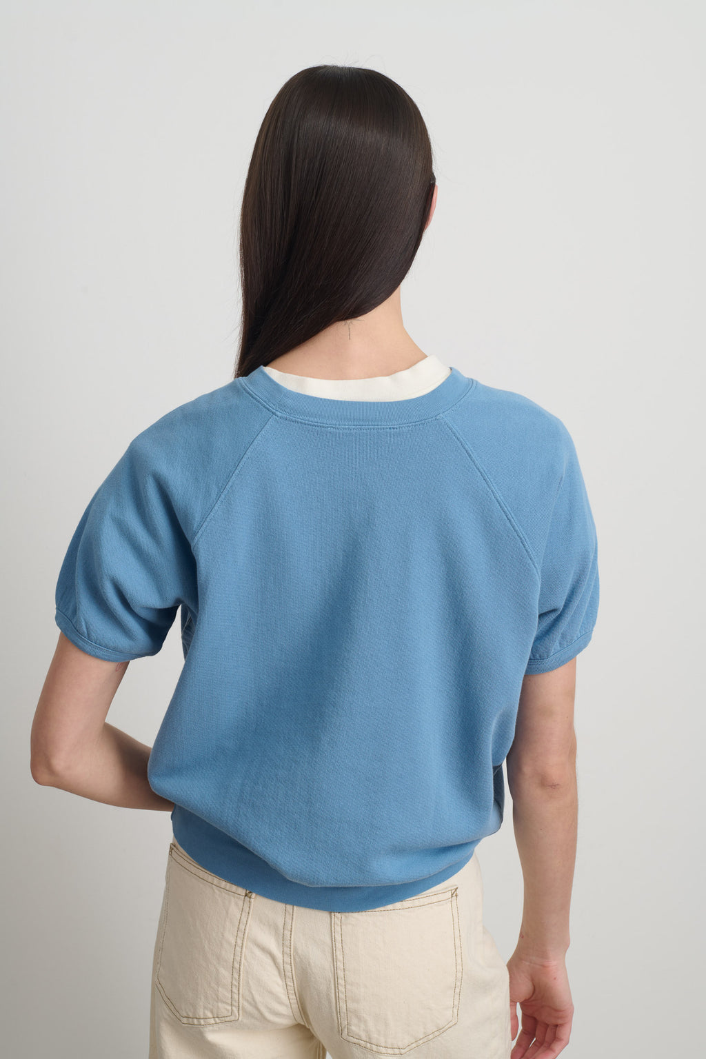Short Sleeve Sweatshirt Delft Blue Overdye