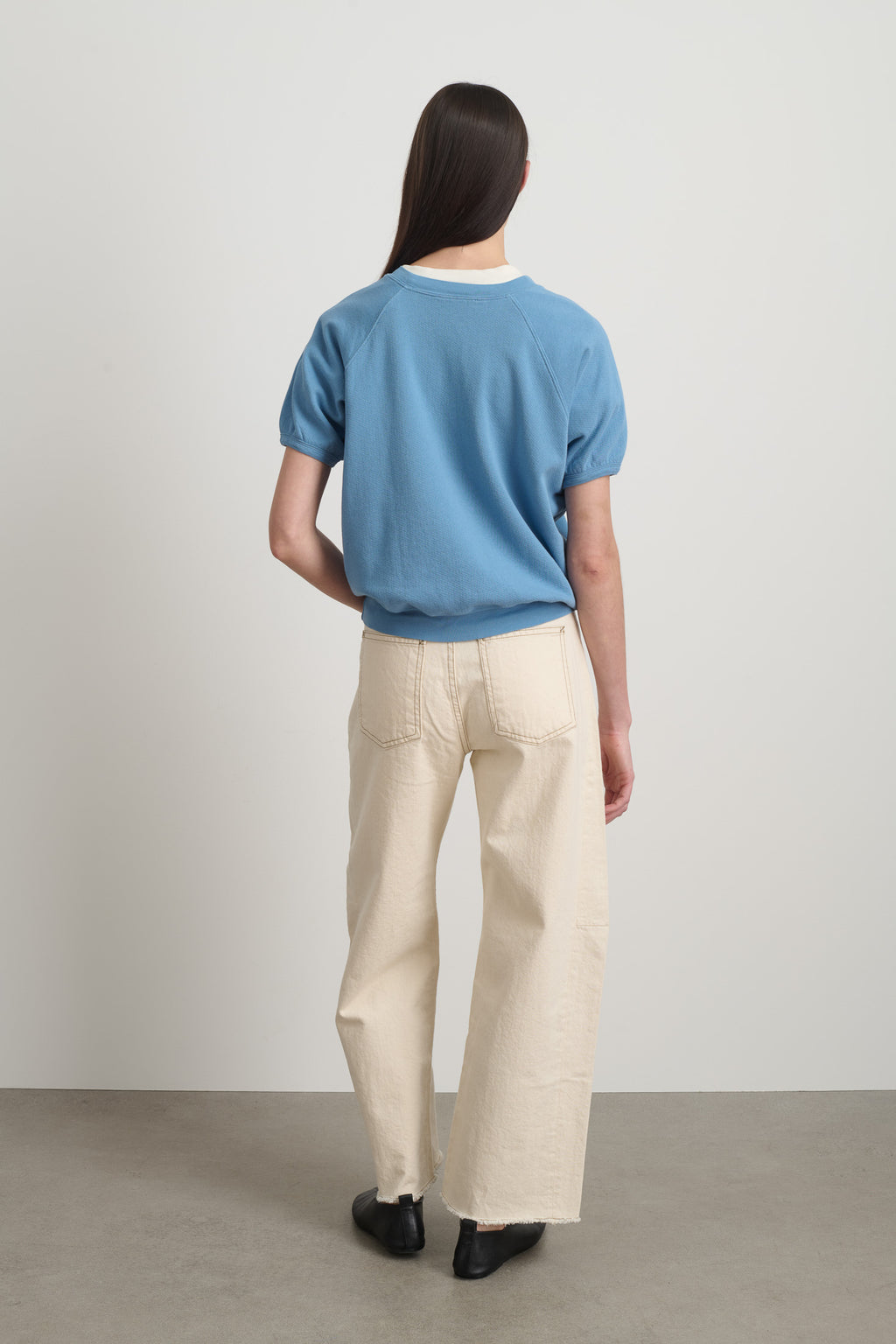 Short Sleeve Sweatshirt Delft Blue Overdye