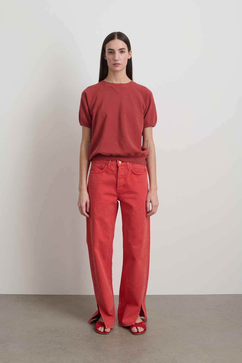 Short Sleeve Sweatshirt Faded Tomato Overdye