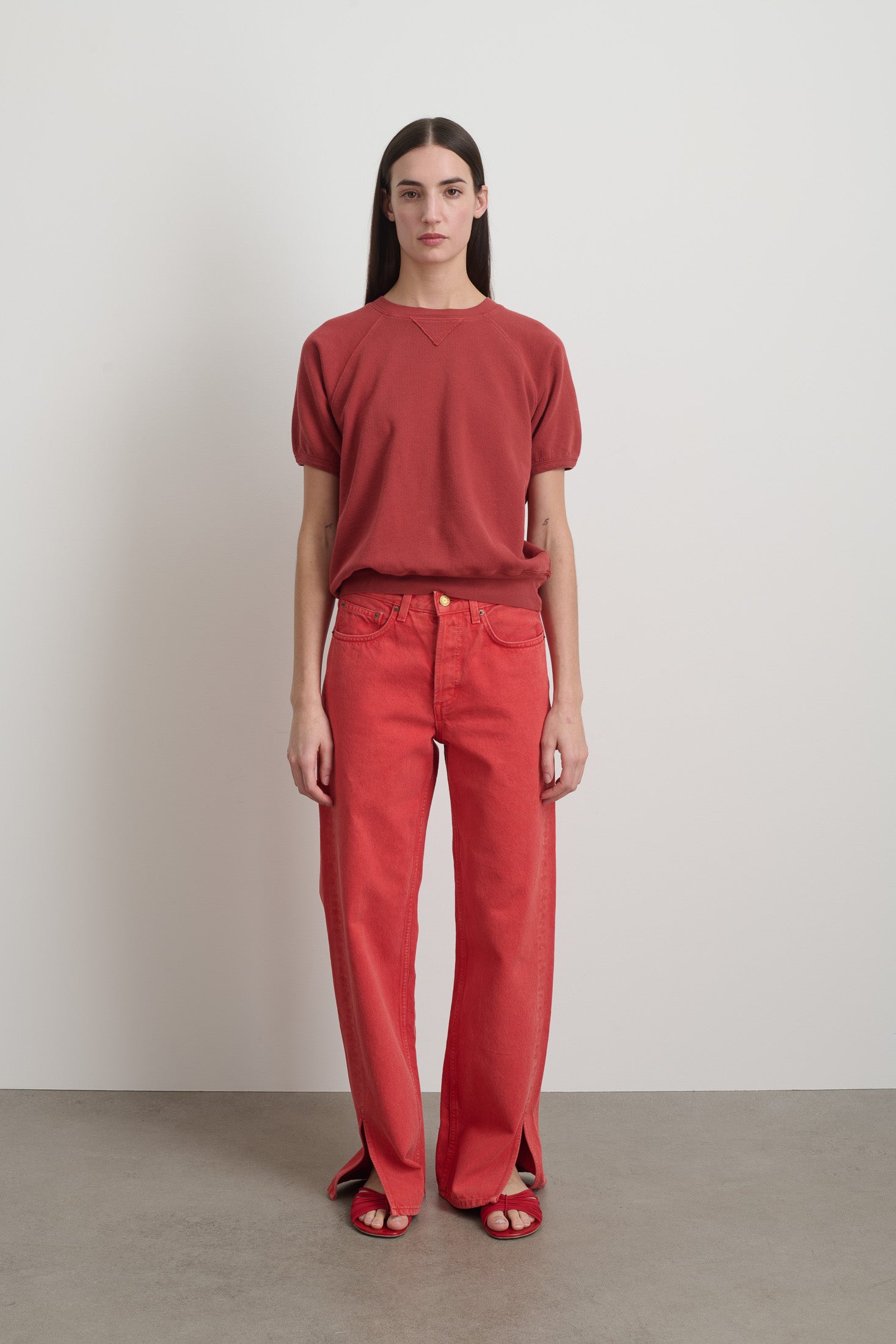 Short Sleeve Sweatshirt Faded Tomato Overdye