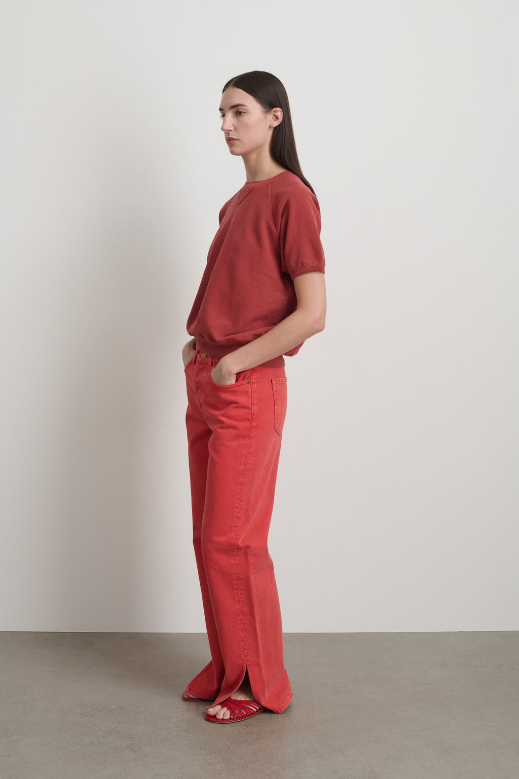 Short Sleeve Sweatshirt Faded Tomato Overdye