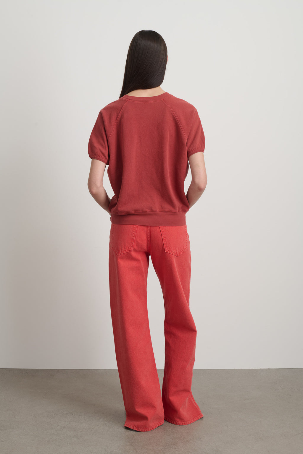 Short Sleeve Sweatshirt Faded Tomato Overdye