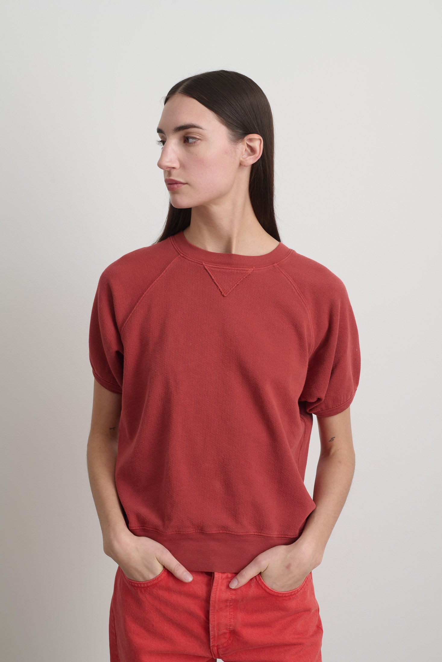 Short Sleeve Sweatshirt Faded Tomato Overdye