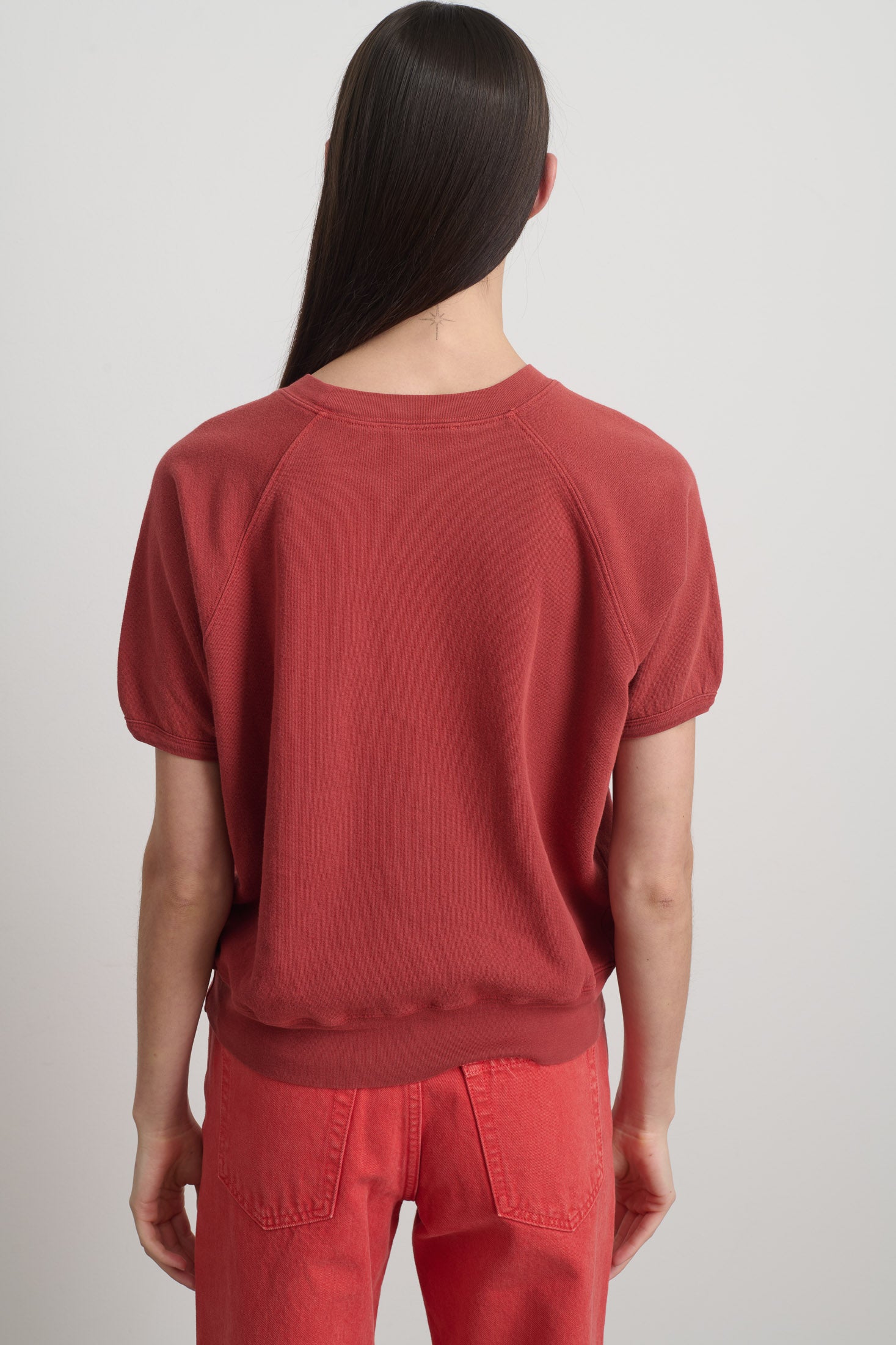 Short Sleeve Sweatshirt Faded Tomato Overdye