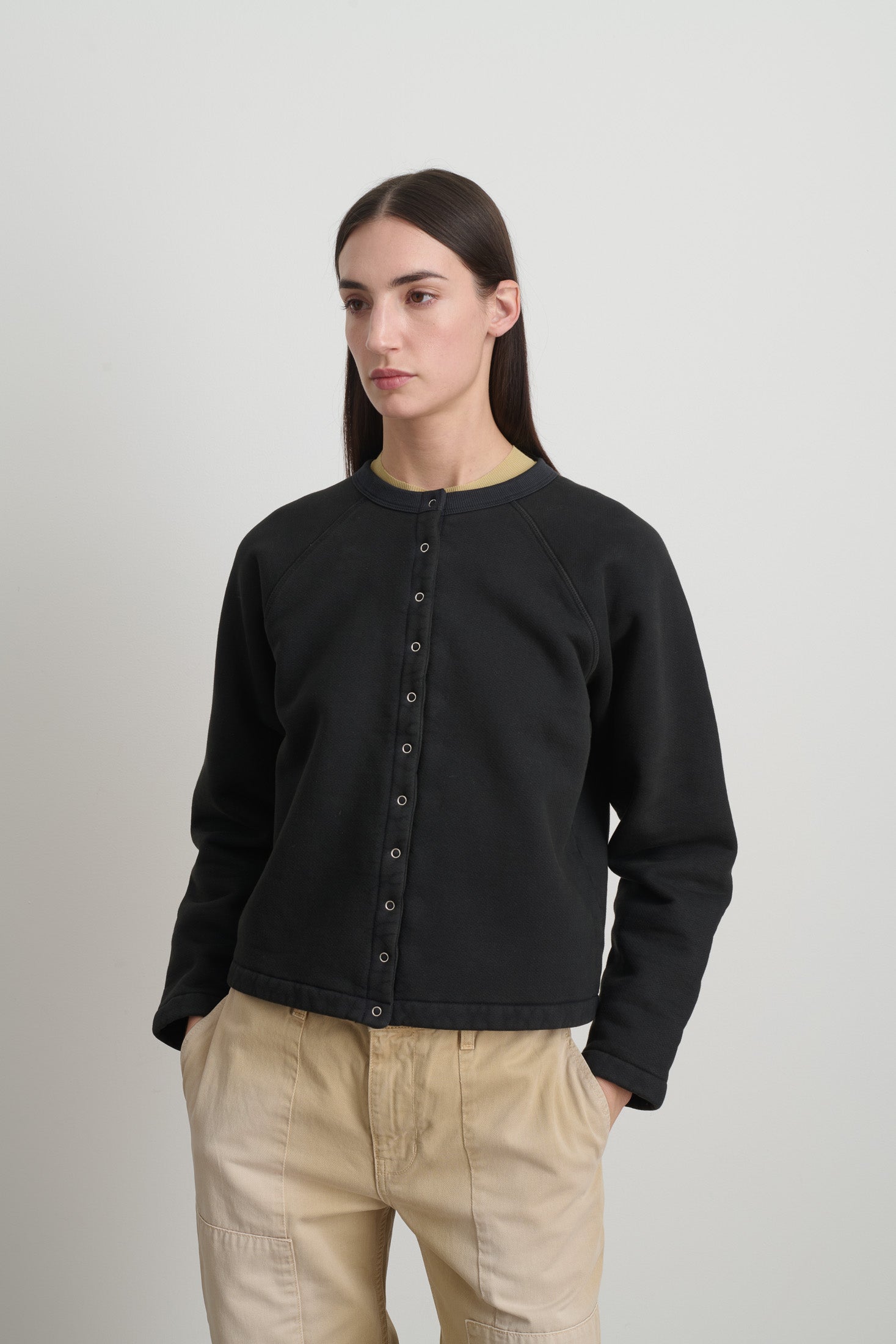 Snap Cardigan Faded Black Overdye